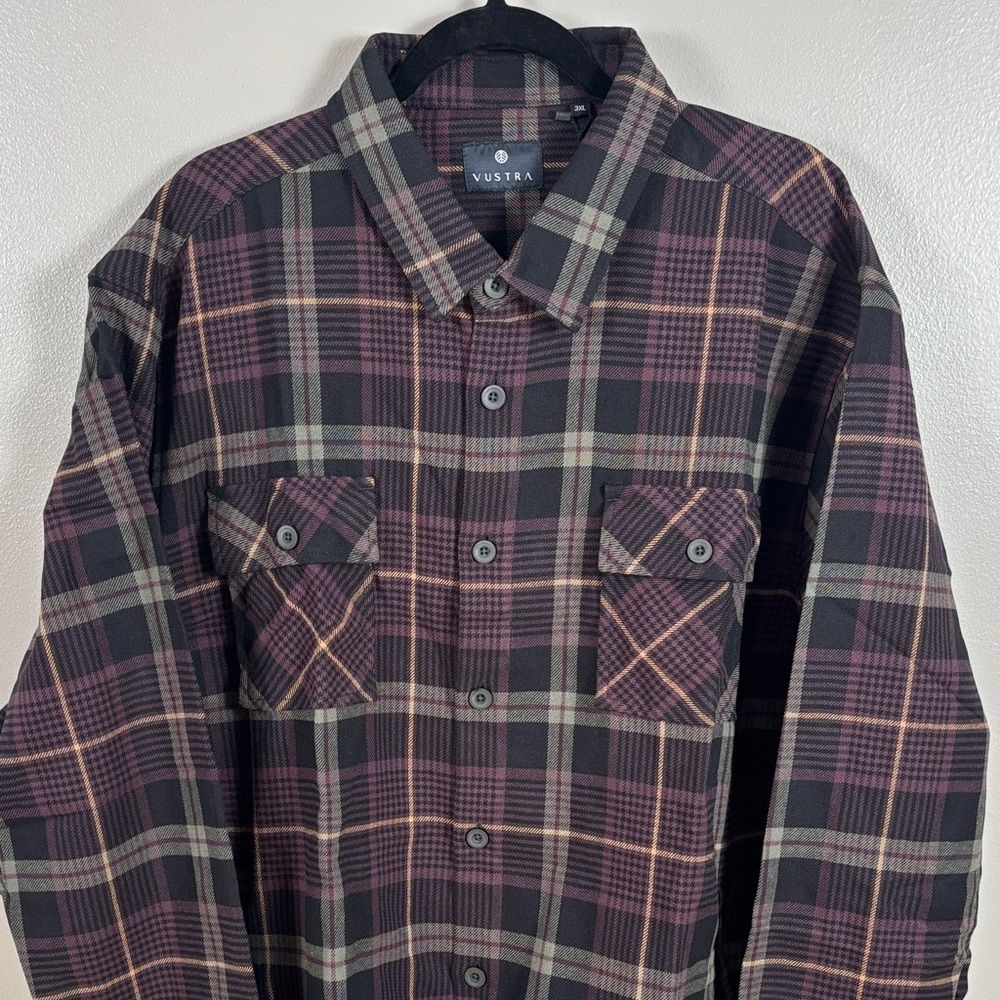 Vustra Checkered Shacket in Maroon/ Black 3XL NWT